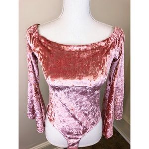 **REDUCED**⬇️ Rolla Coster Pink Velvety Bodysuit